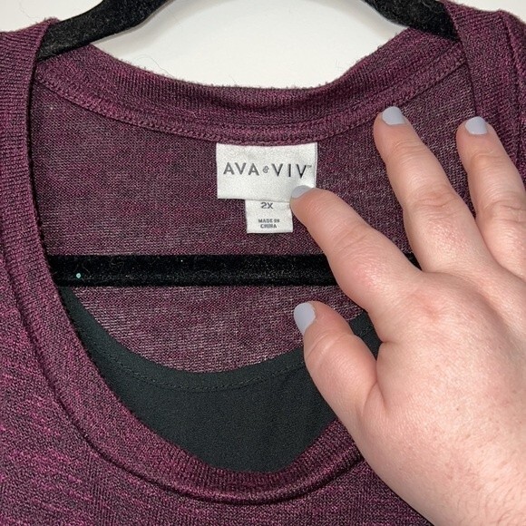 Deep Purple Ava and Viv Sweater with Black Chiffon Tank | Size 2X - Picture 2 of 4